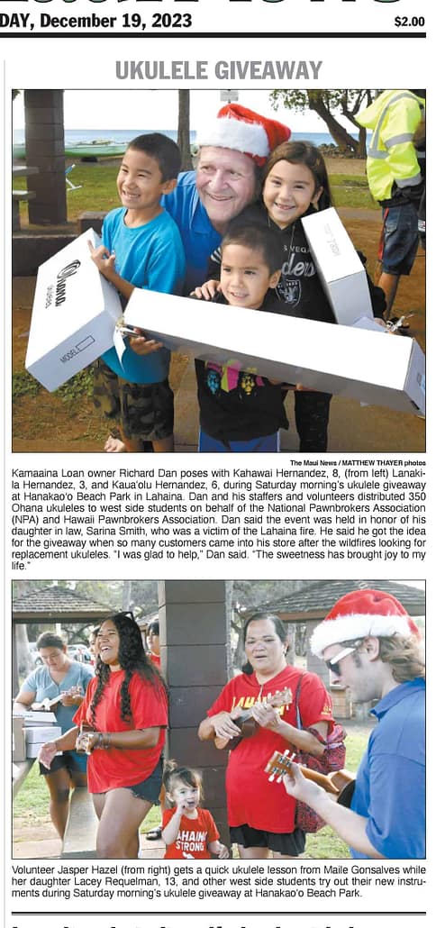 ukulele Screenshot of story in Maui News